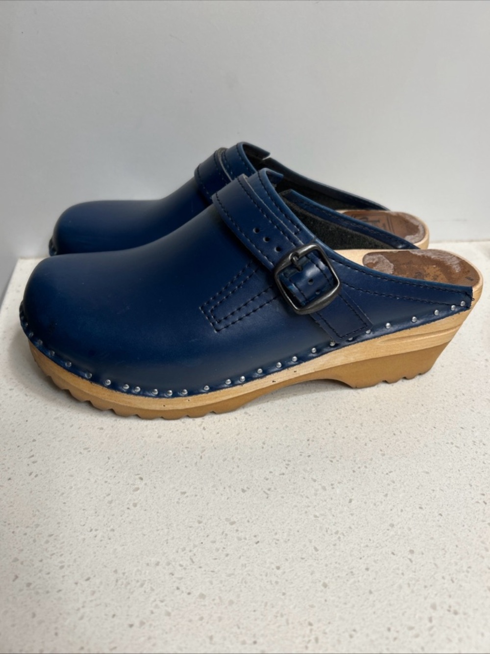 Troentorp Blue Leather Clog Shoes Sweden Size 37 - Picture 7 of 11